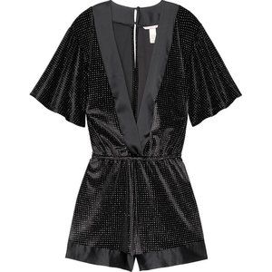 VICTORIA SECRET GLITTER Black Velvet Romper Jumper